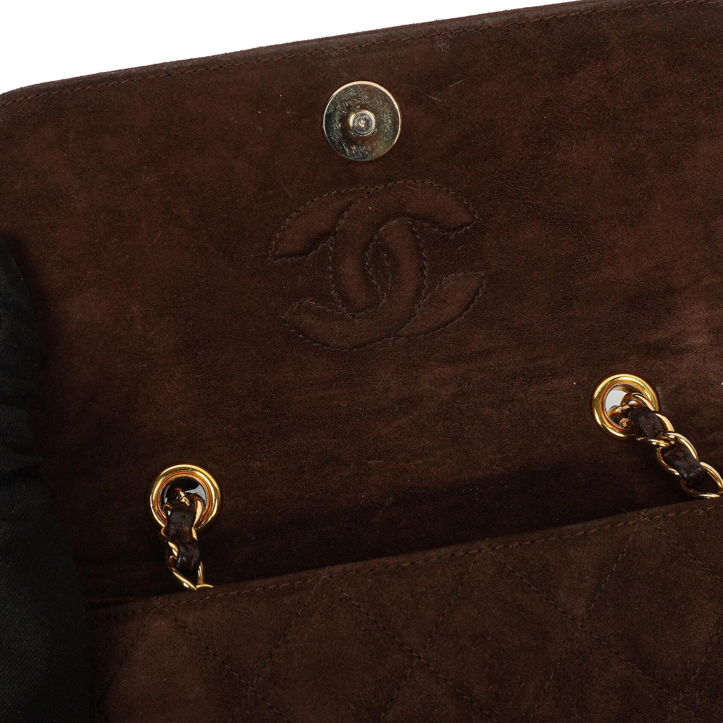 Chanel Brown Quilted Suede Tassel Flap Bag, 1989-1991