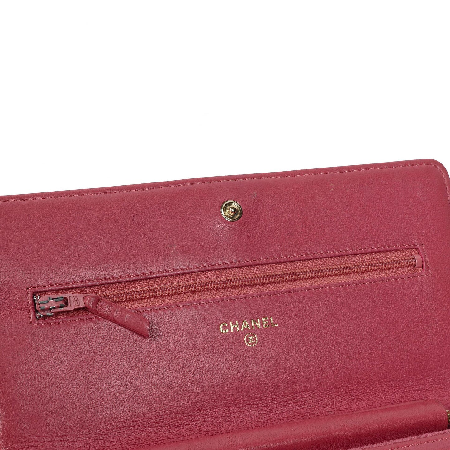 Chanel Camelia Pink Embossed Lambskin Wallet On Chain WOC