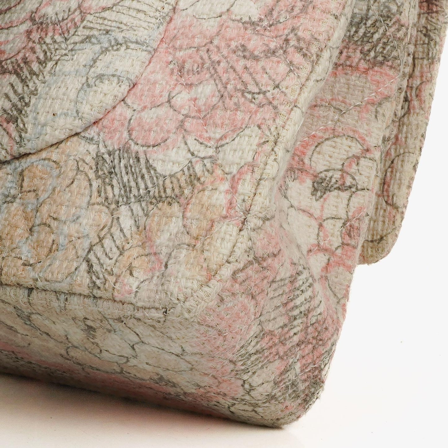 Chanel Camellia Limited Edition Print Tweed Medium Double Flap Bag Silver-Tone Hardware