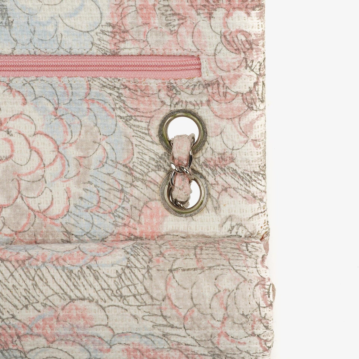 Chanel Camellia Limited Edition Print Tweed Medium Double Flap Bag Silver-Tone Hardware