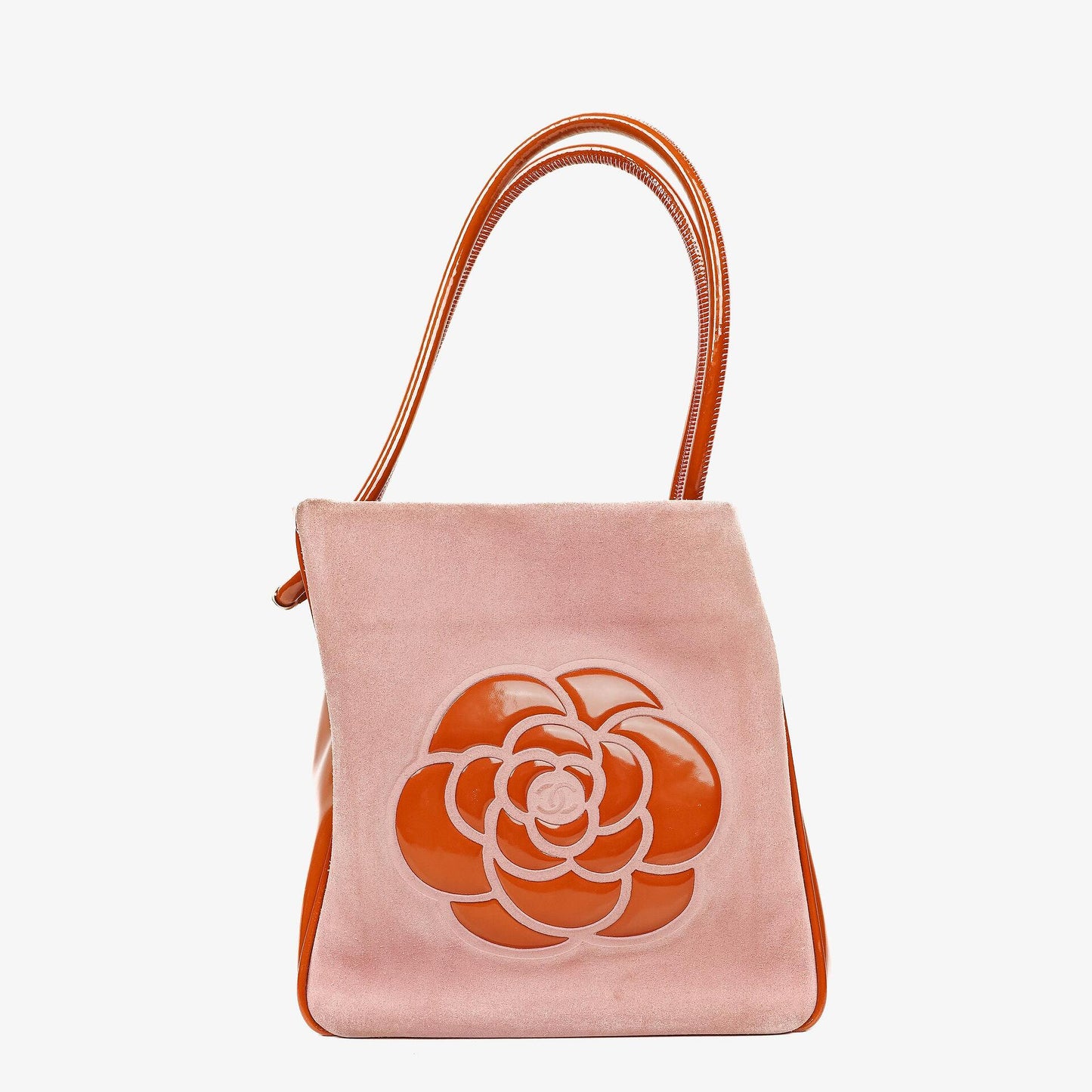 Chanel Camellia Pink Suede And Patent Leather Tote Bag