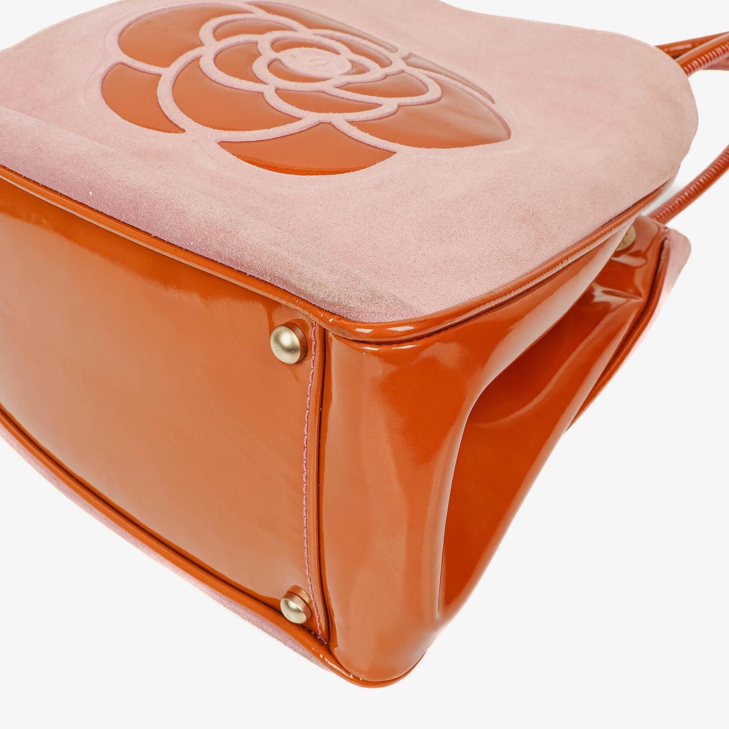Chanel Camellia Pink Suede And Patent Leather Tote Bag