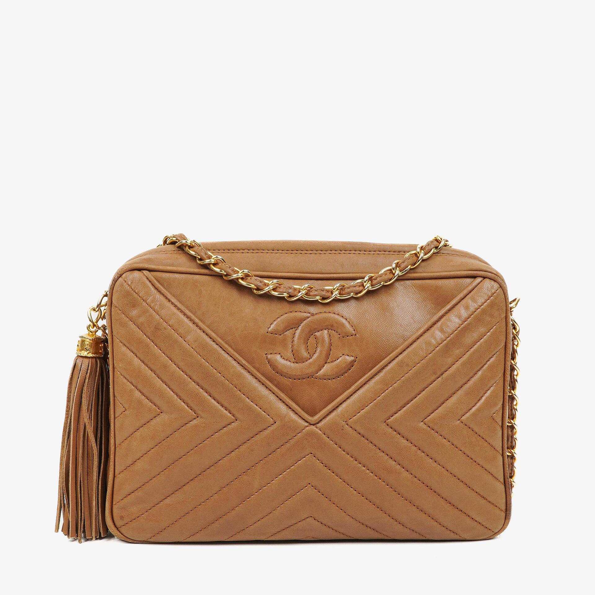 Chanel Camera Tassel Brown Leather Crossbody Bag