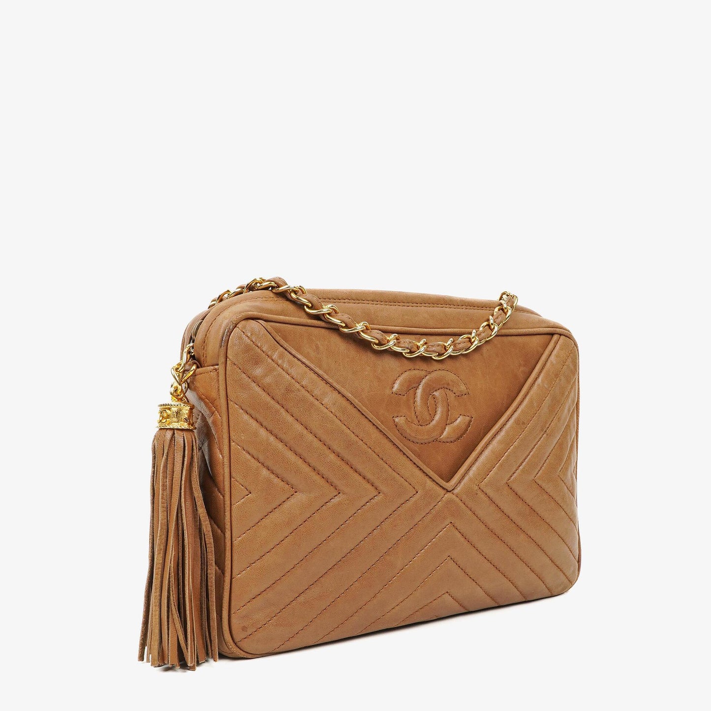 Chanel Camera Tassel Brown Leather Crossbody Bag
