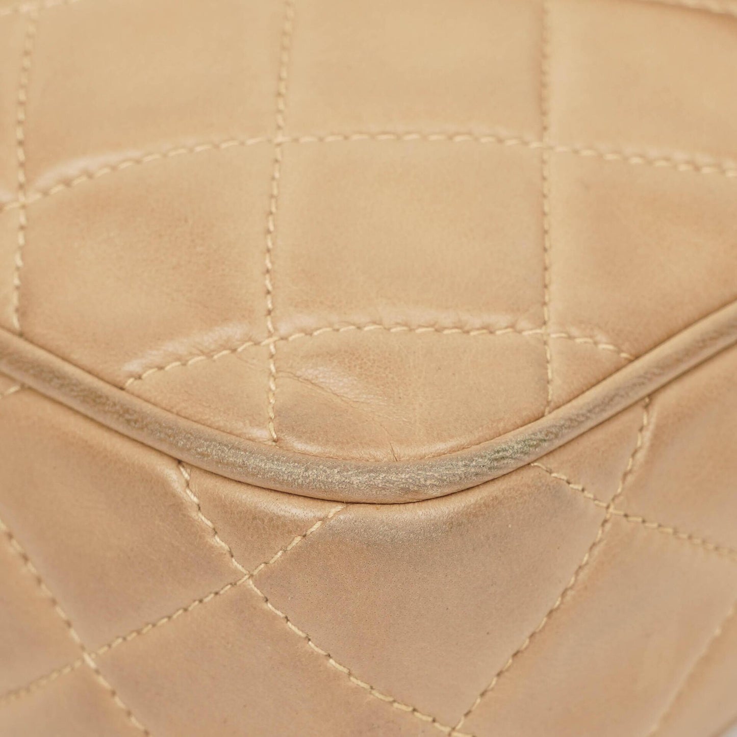 Chanel Camera Tassel CC Beige Quilted Lambskin Bag