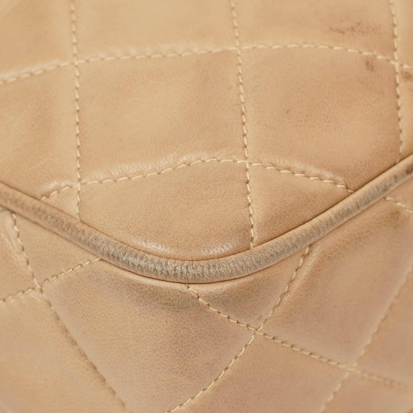 Chanel Camera Tassel CC Beige Quilted Lambskin Bag