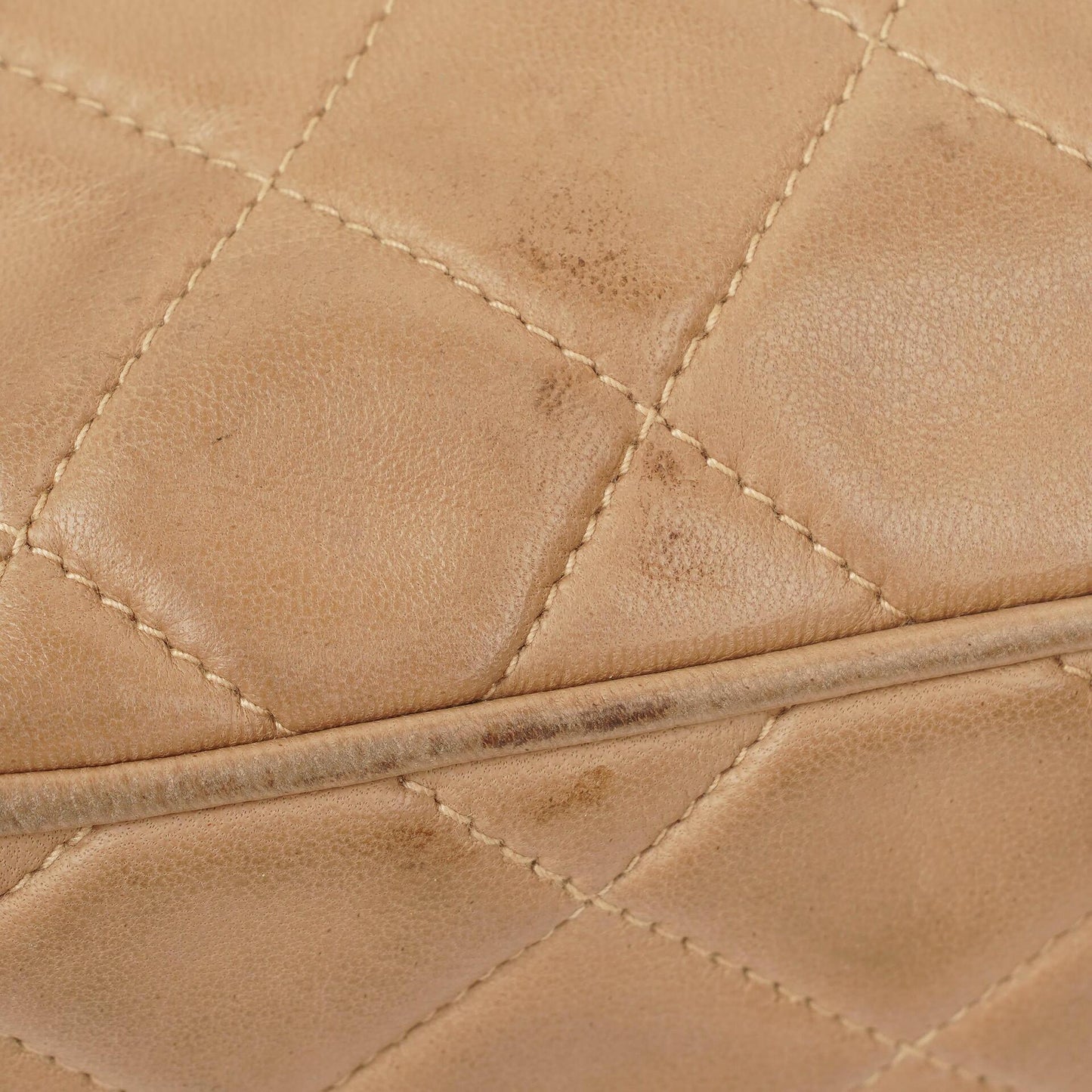 Chanel Camera Tassel CC Beige Quilted Lambskin Bag