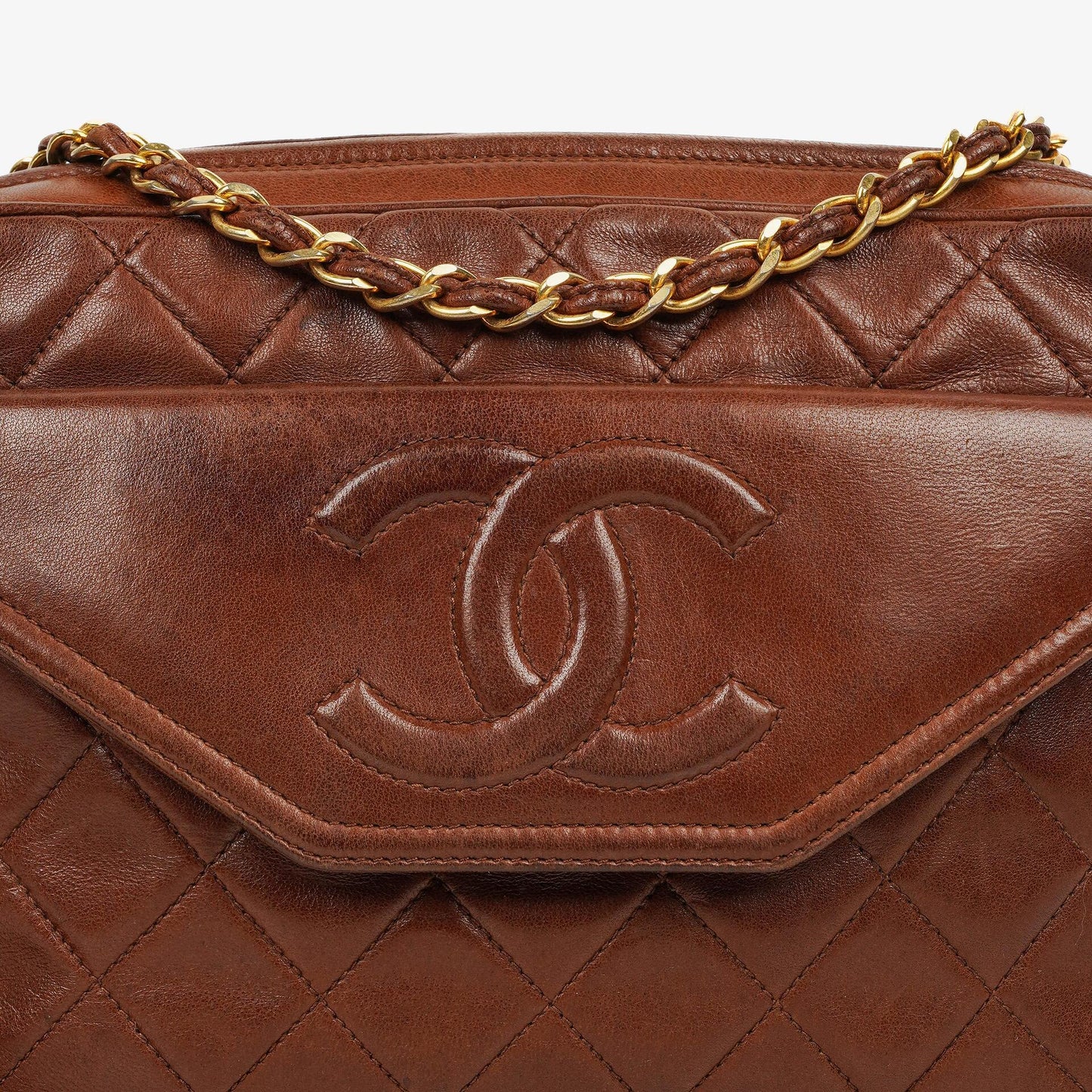 Chanel Camera Tassel CC Brown Quilted Lambskin Bag