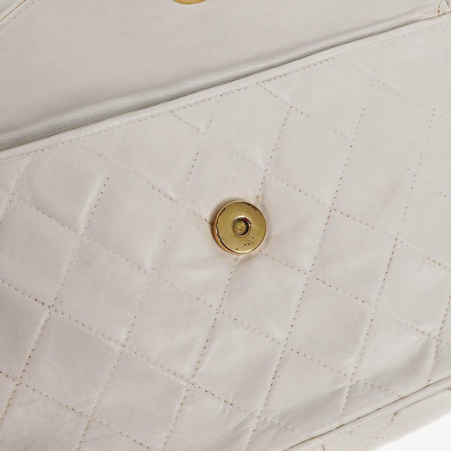 Chanel Camera Tassel CC White Quilted Lambskin Bag