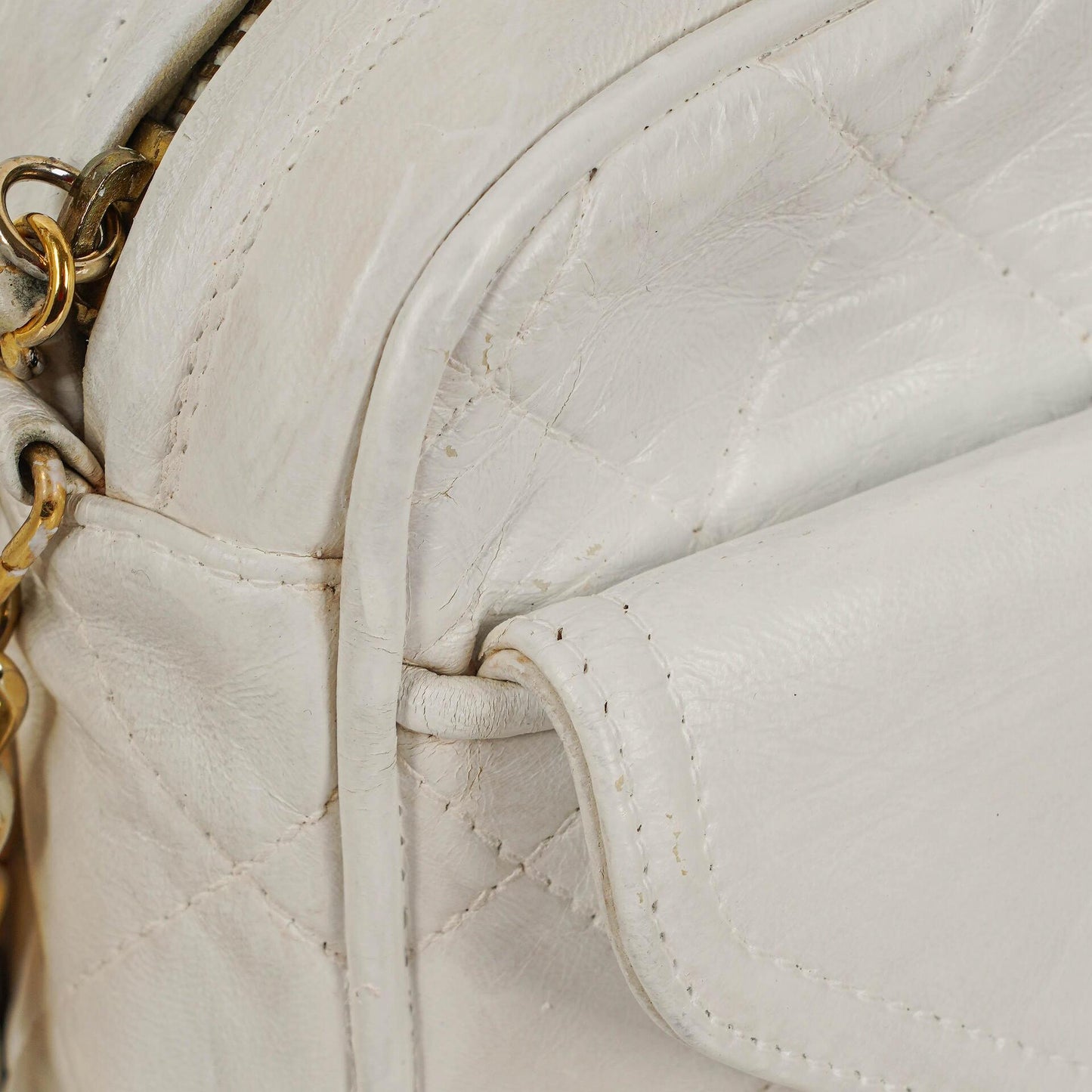 Chanel Camera Tassel CC White Quilted Lambskin Bag