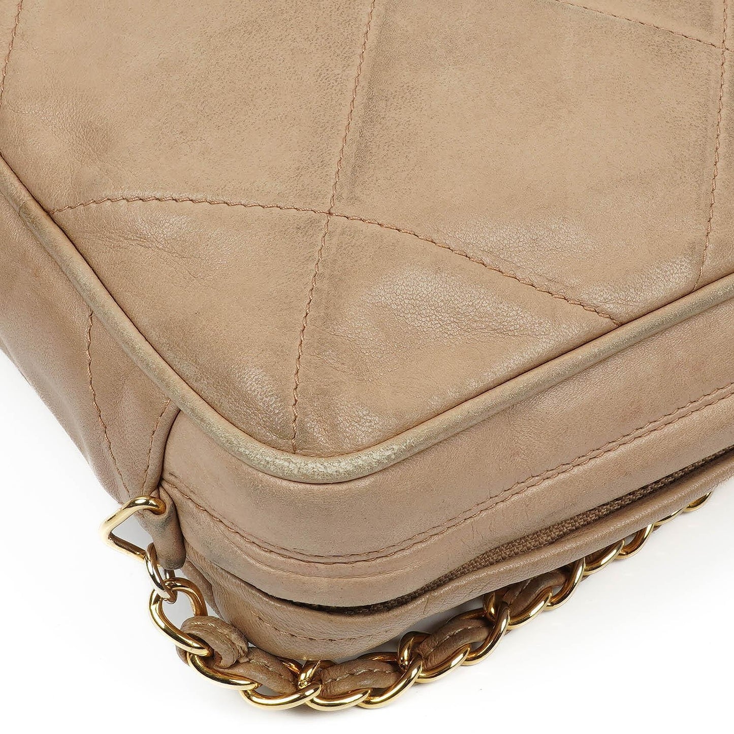 Chanel Camera Tassel In Beige Quilted Lambskin