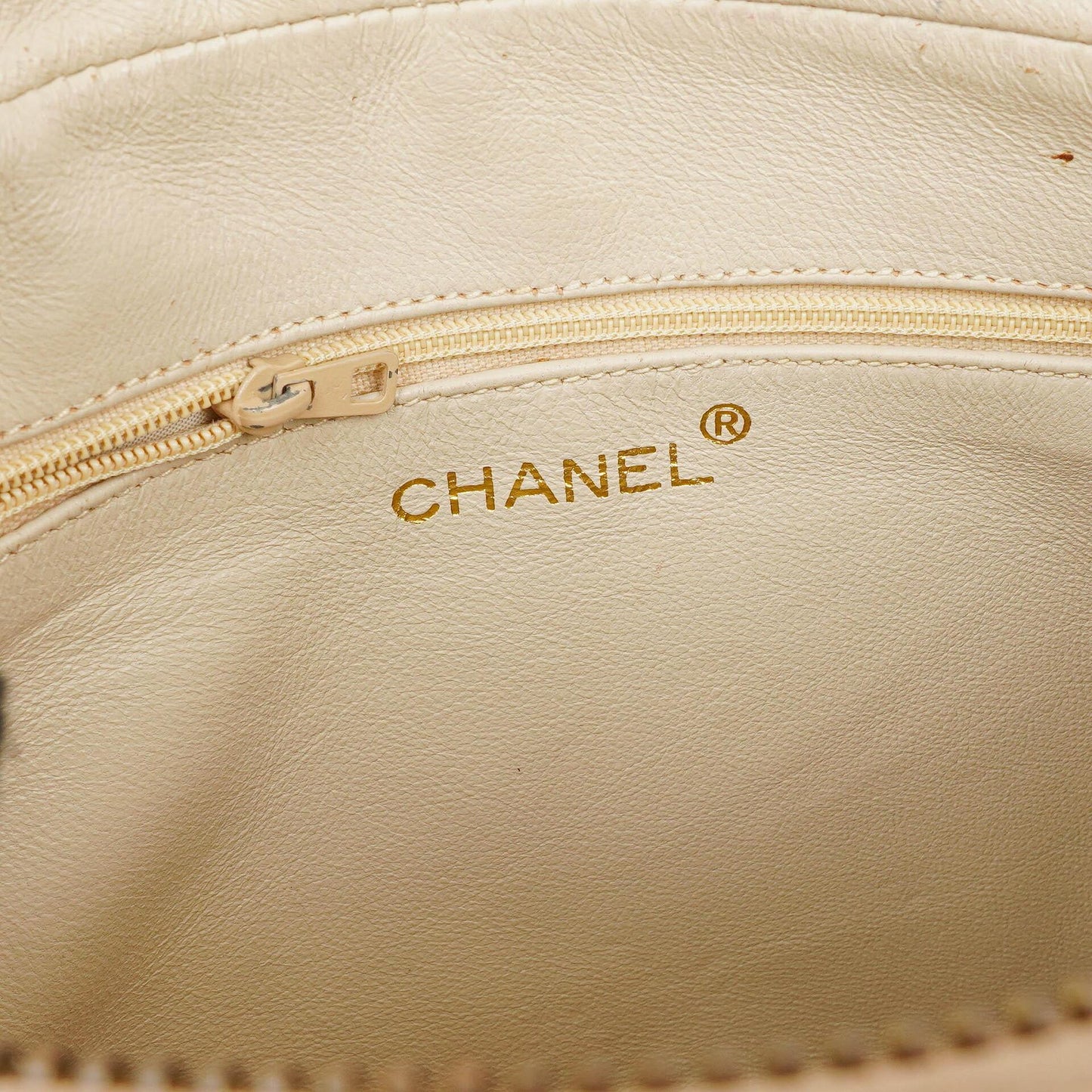 Chanel Camera Tassel In Beige Quilted Lambskin