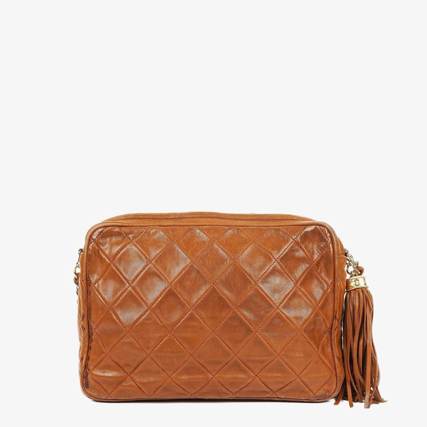 Chanel Camera Tassel Small Brown Quilted Lambskin CC Front Pocket