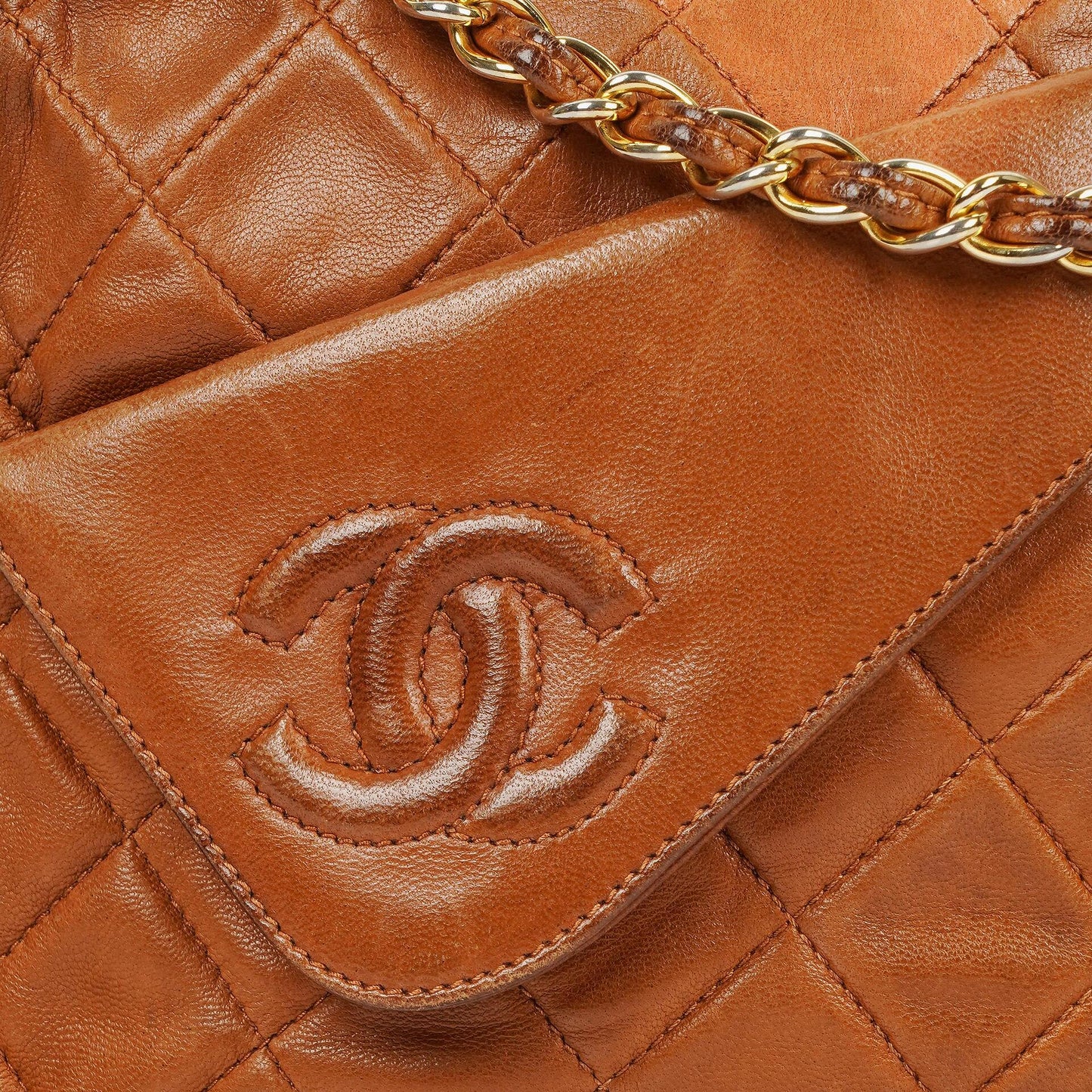 Chanel Camera Tassel Small Brown Quilted Lambskin CC Front Pocket