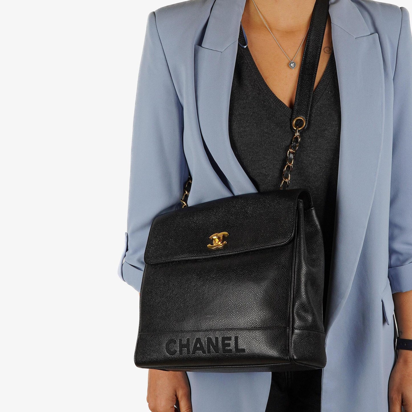 Chanel Caviar CC Flap Shoulder Bag, 24K Gold-Plated Hardware