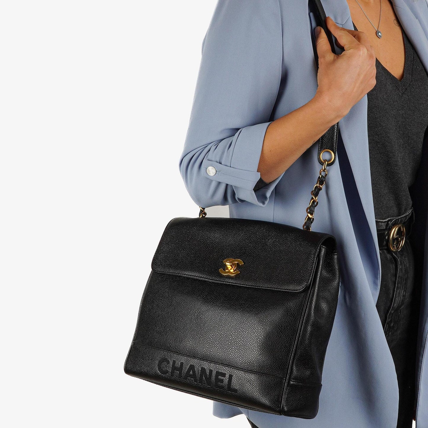 Chanel Caviar CC Flap Shoulder Bag, 24K Gold-Plated Hardware