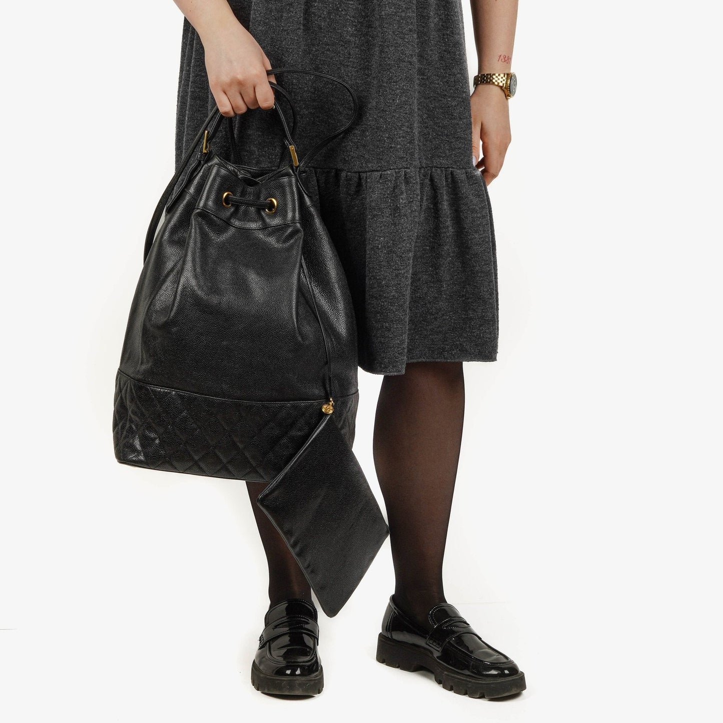 Chanel Caviar Quilted Drawstring Backpack