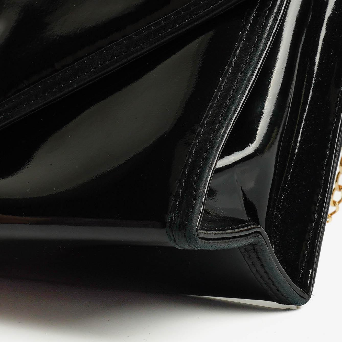 Chanel CC Black Envelope Patent Leather Multi Chain Shoulder Bag