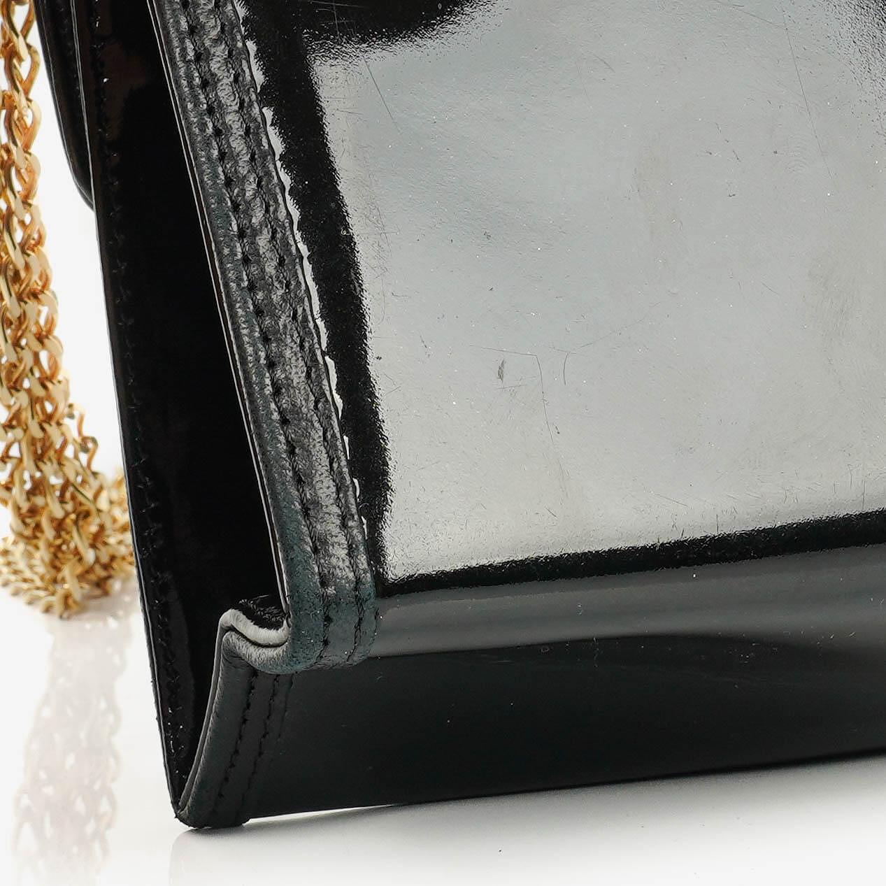 Chanel CC Black Envelope Patent Leather Multi Chain Shoulder Bag