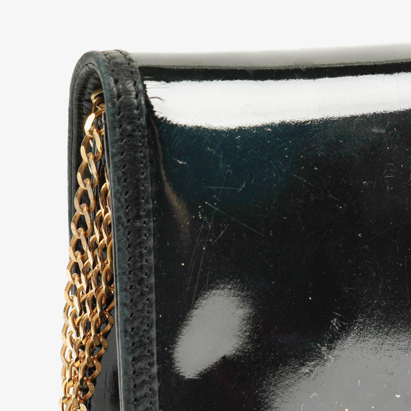 Chanel CC Black Envelope Patent Leather Multi Chain Shoulder Bag