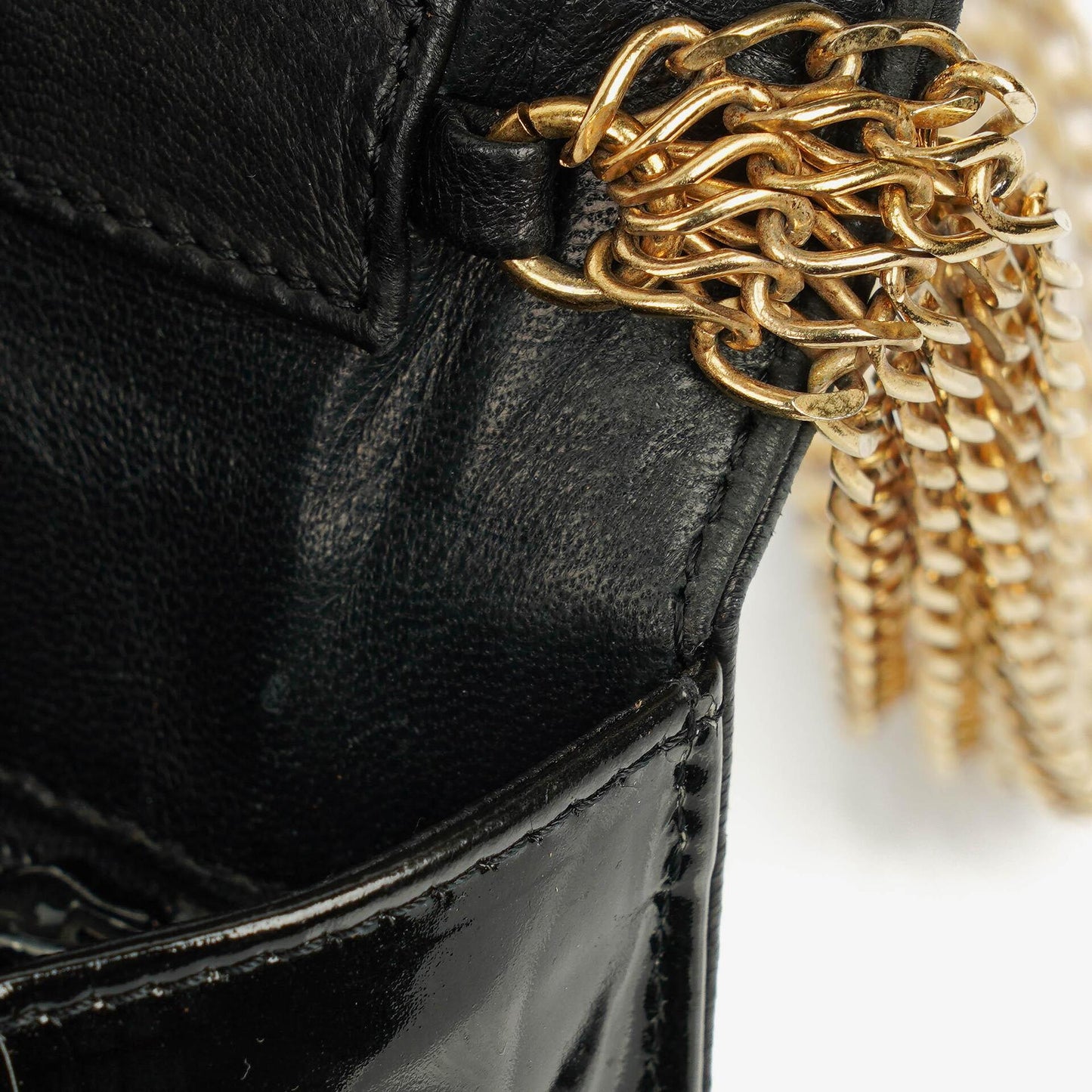 Chanel CC Black Envelope Patent Leather Multi Chain Shoulder Bag