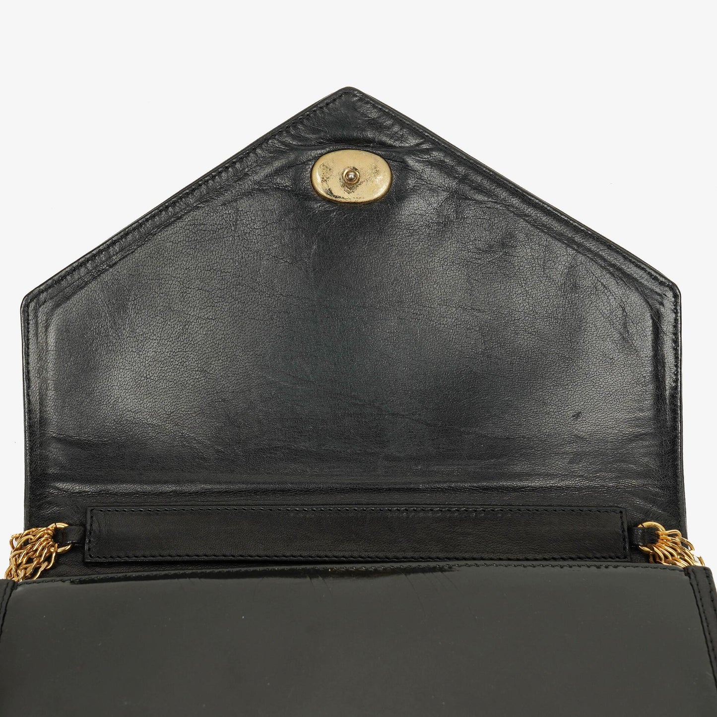 Chanel CC Black Envelope Patent Leather Multi Chain Shoulder Bag