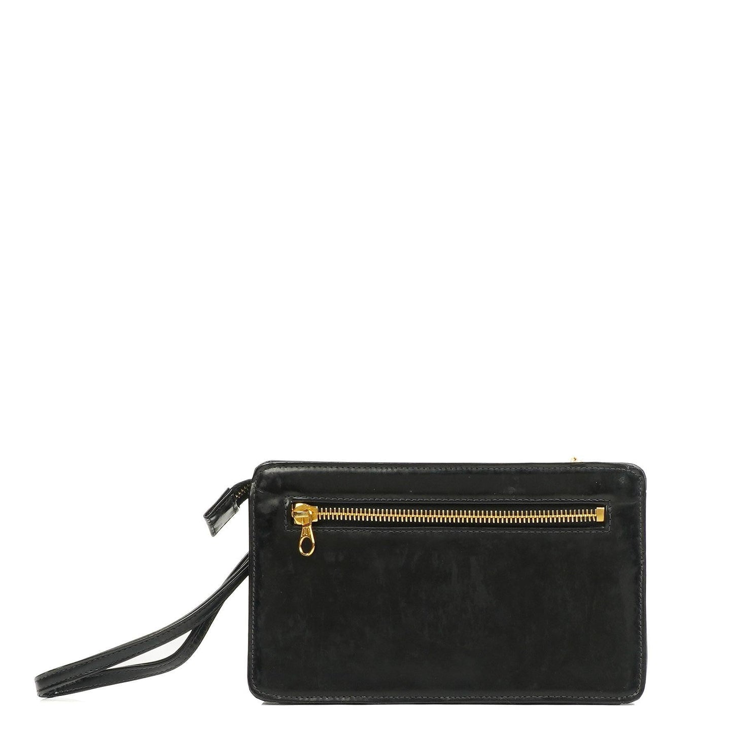 Chanel CC Black Leather Wristlet Bag 24K Gold-Plated Hardware, 1996-1997