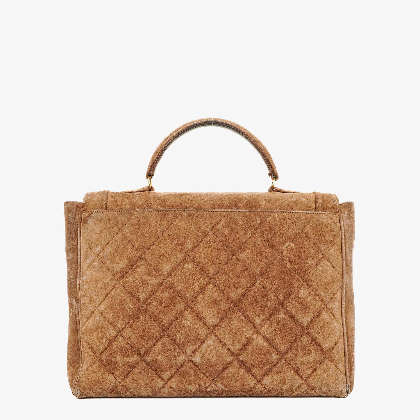 Chanel CC Logo Brown Suede Top Handle