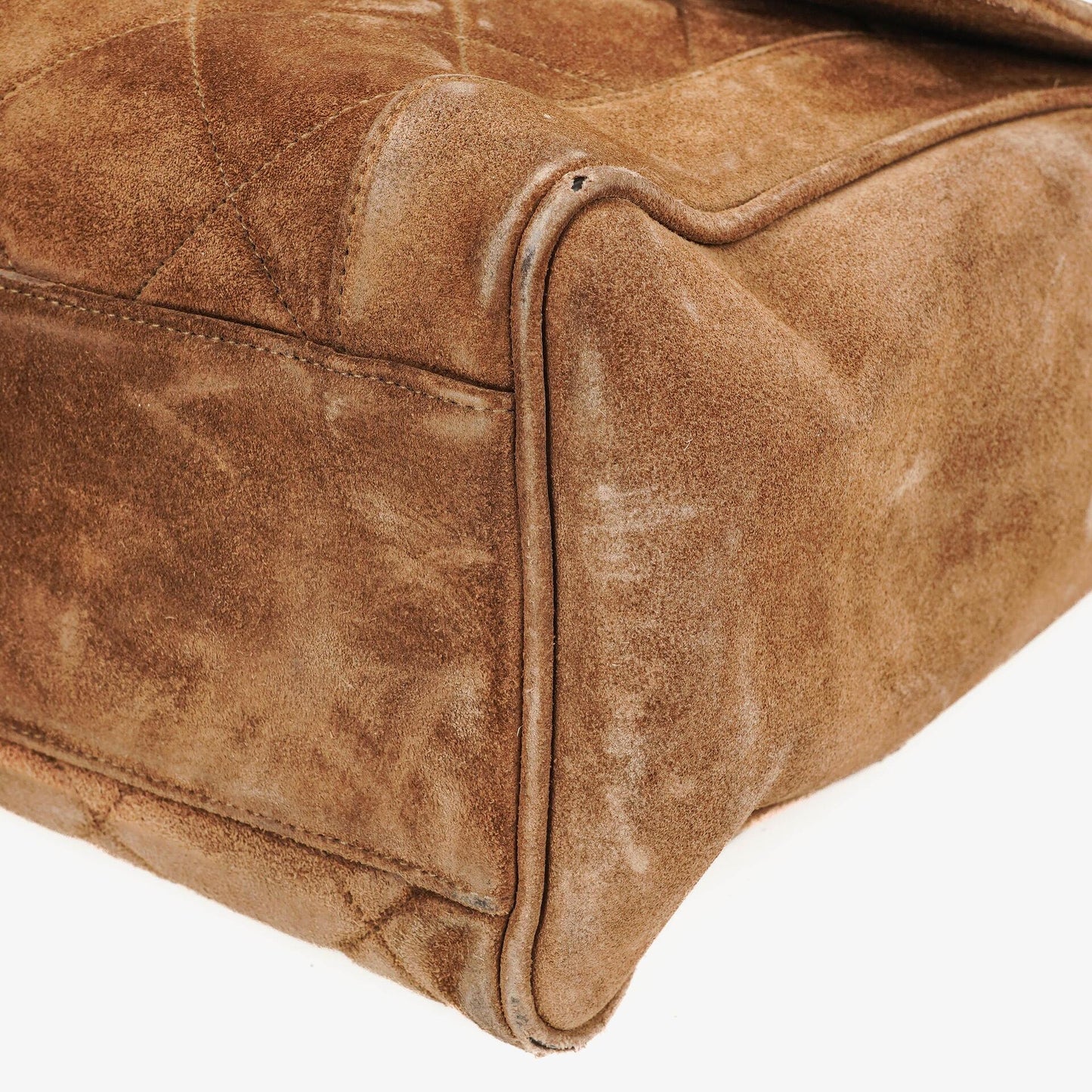 Chanel CC Logo Brown Suede Top Handle
