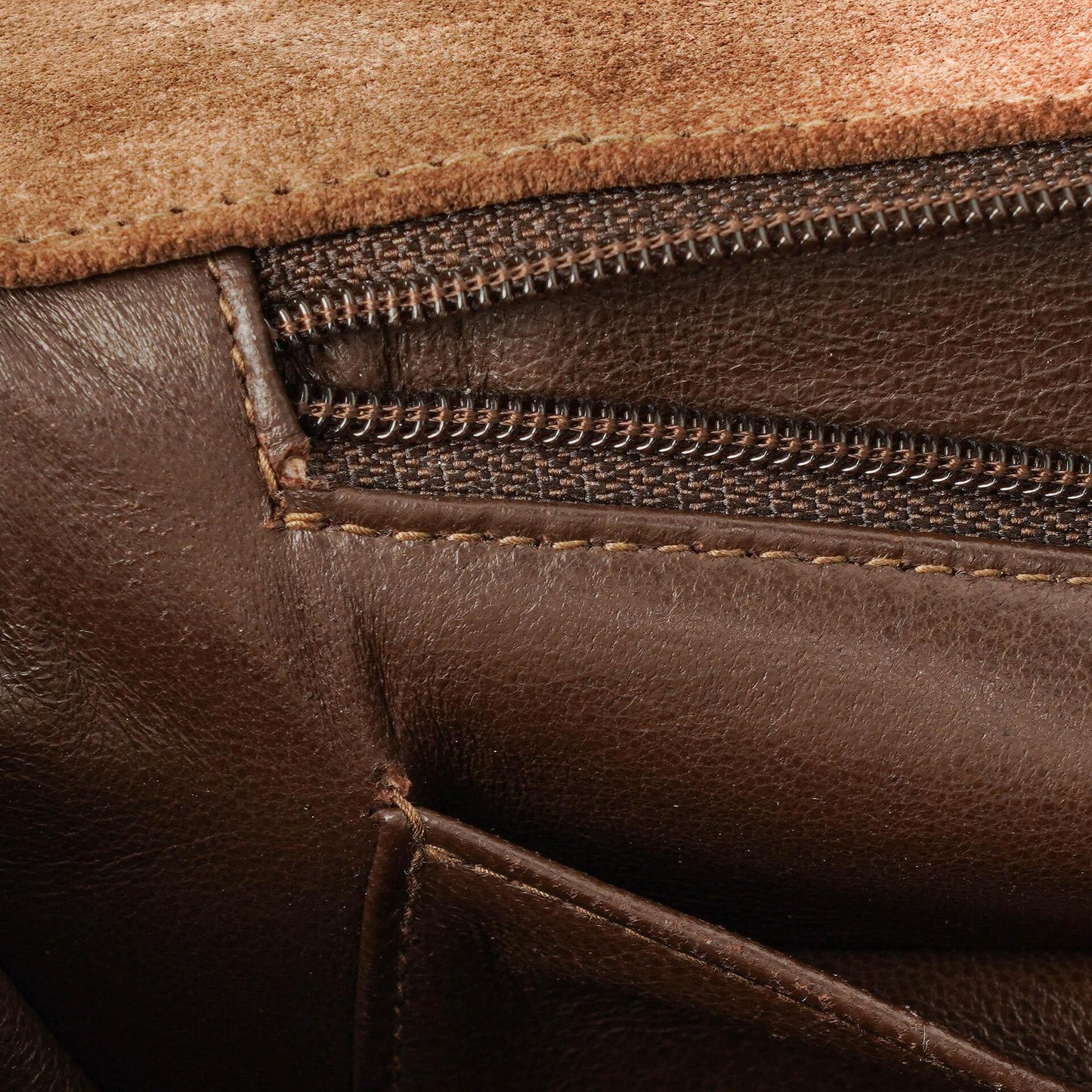 Chanel CC Logo Brown Suede Top Handle