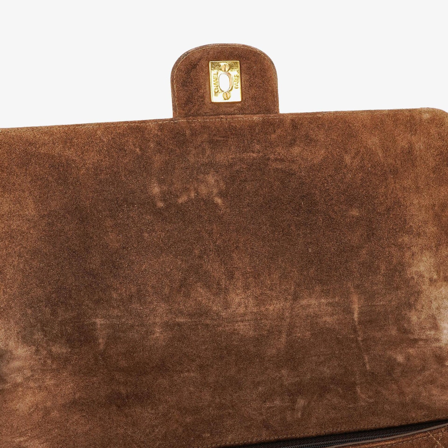 Chanel CC Logo Brown Suede Top Handle