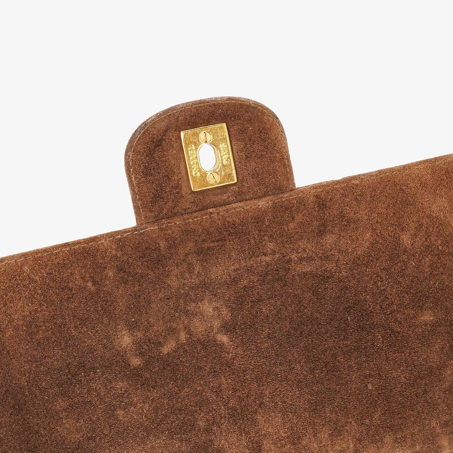 Chanel CC Logo Brown Suede Top Handle