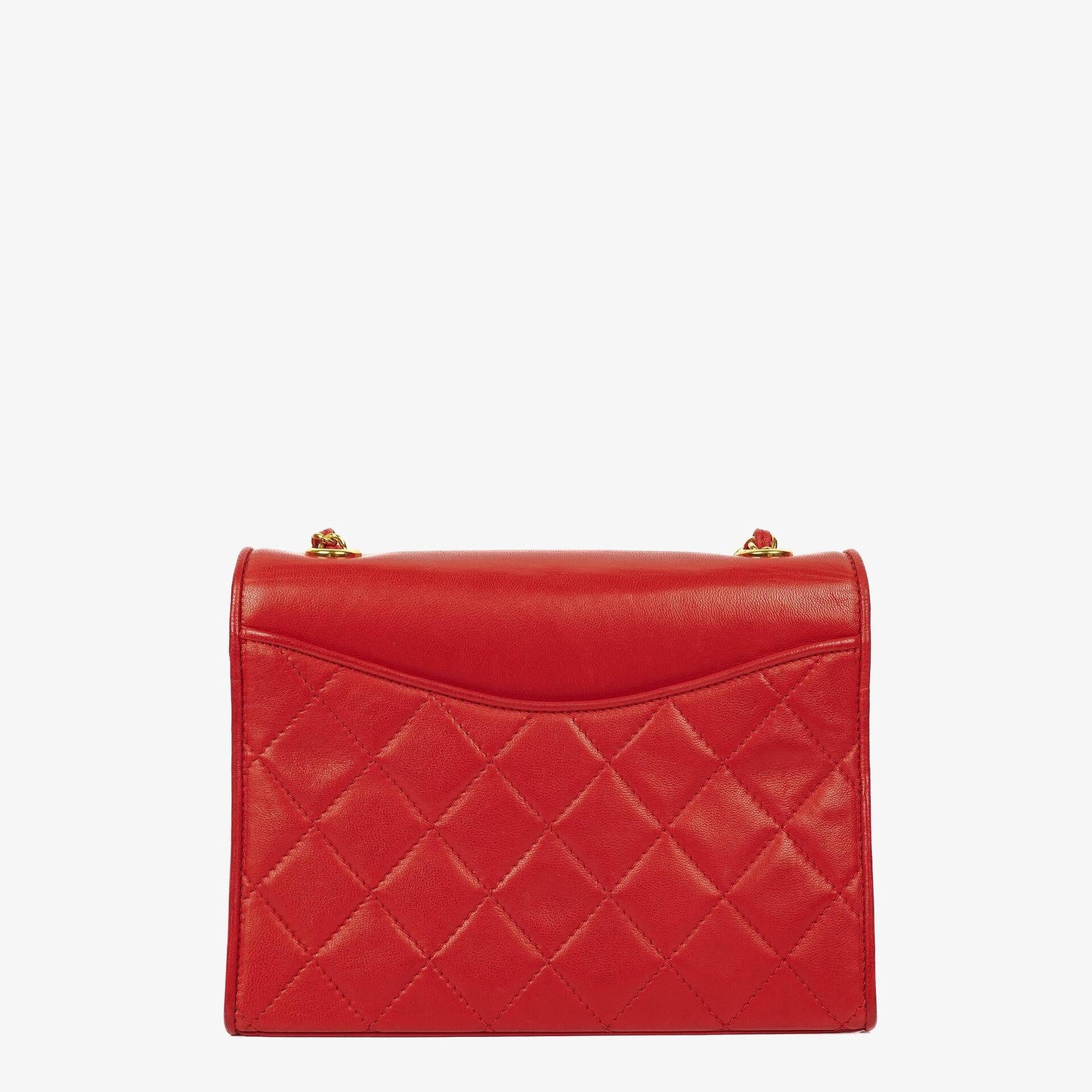 Chanel CC Logo Red Leather Full Flap Shoulder Bag
