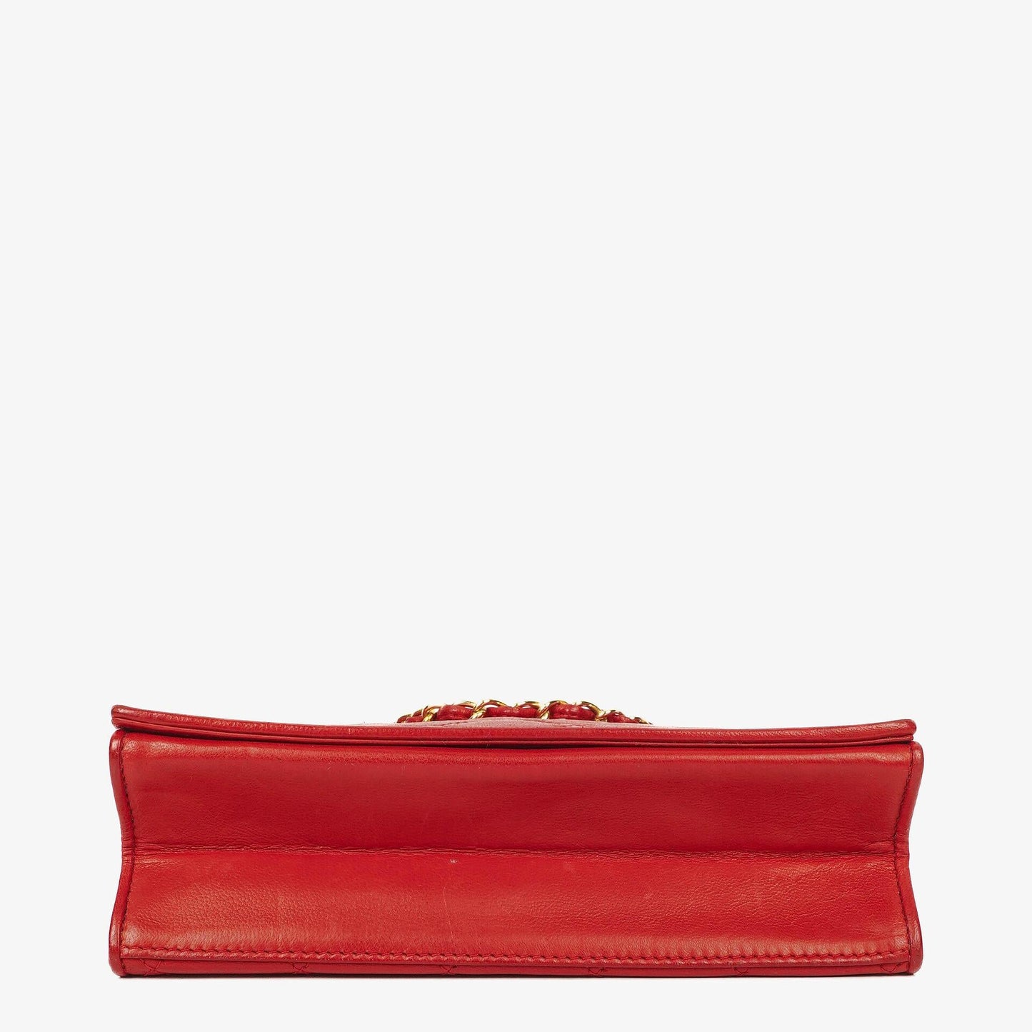 Chanel CC Logo Red Leather Full Flap Shoulder Bag