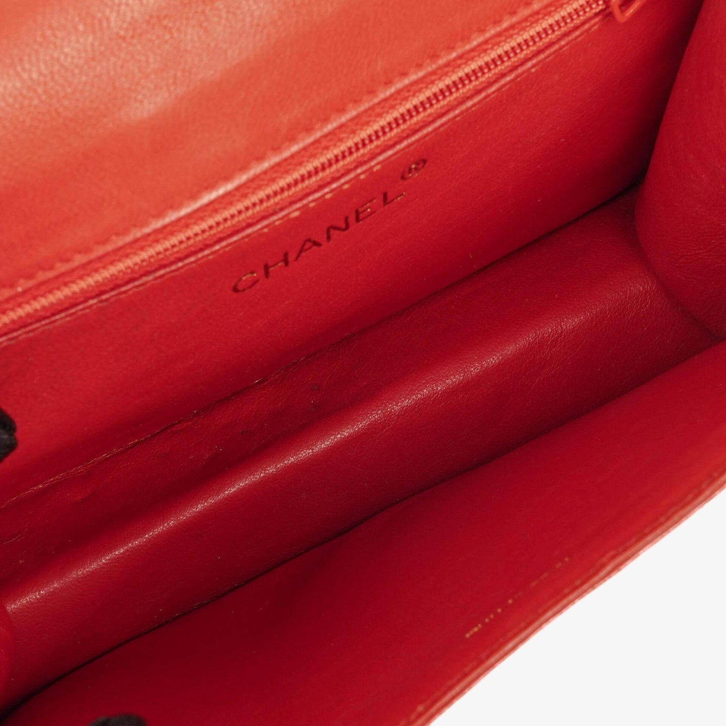 Chanel CC Logo Red Leather Full Flap Shoulder Bag