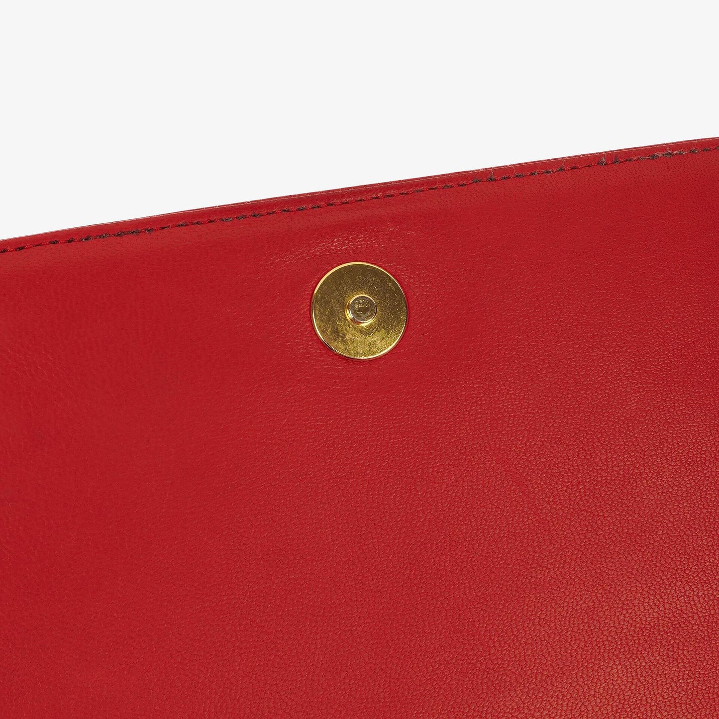 Chanel CC Logo Red Leather Full Flap Shoulder Bag