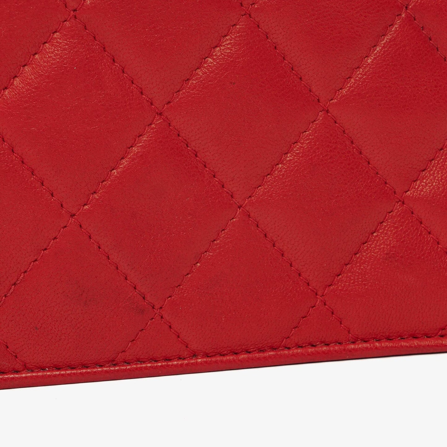 Chanel CC Logo Red Leather Full Flap Shoulder Bag