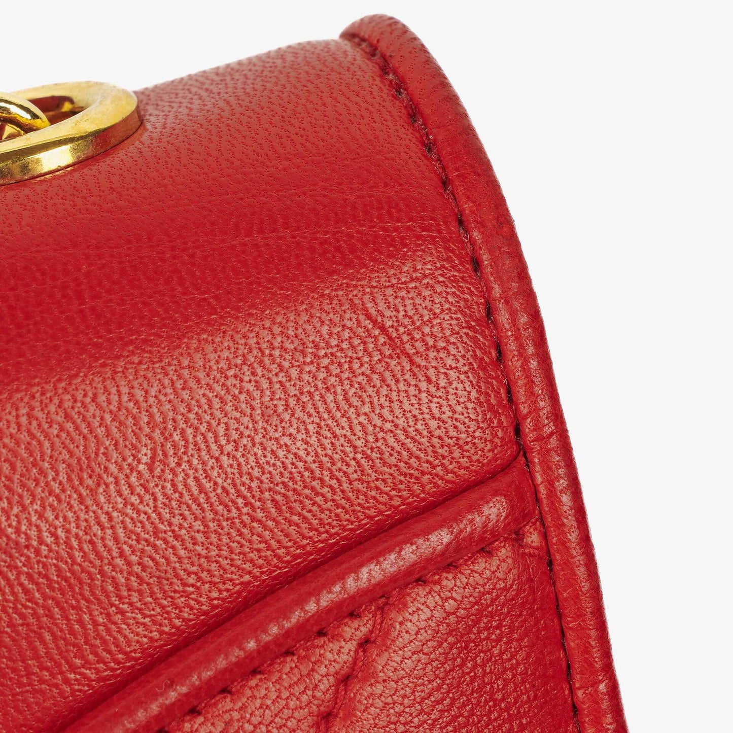 Chanel CC Logo Red Leather Full Flap Shoulder Bag