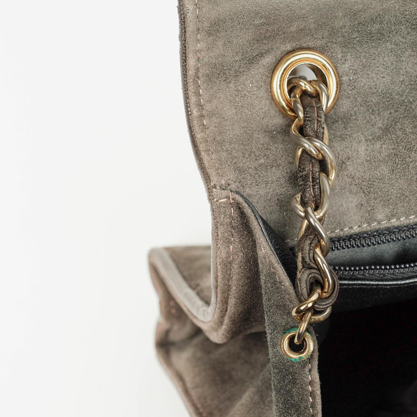 Chanel CC Logo Suede Full Flap Shoulder Bag