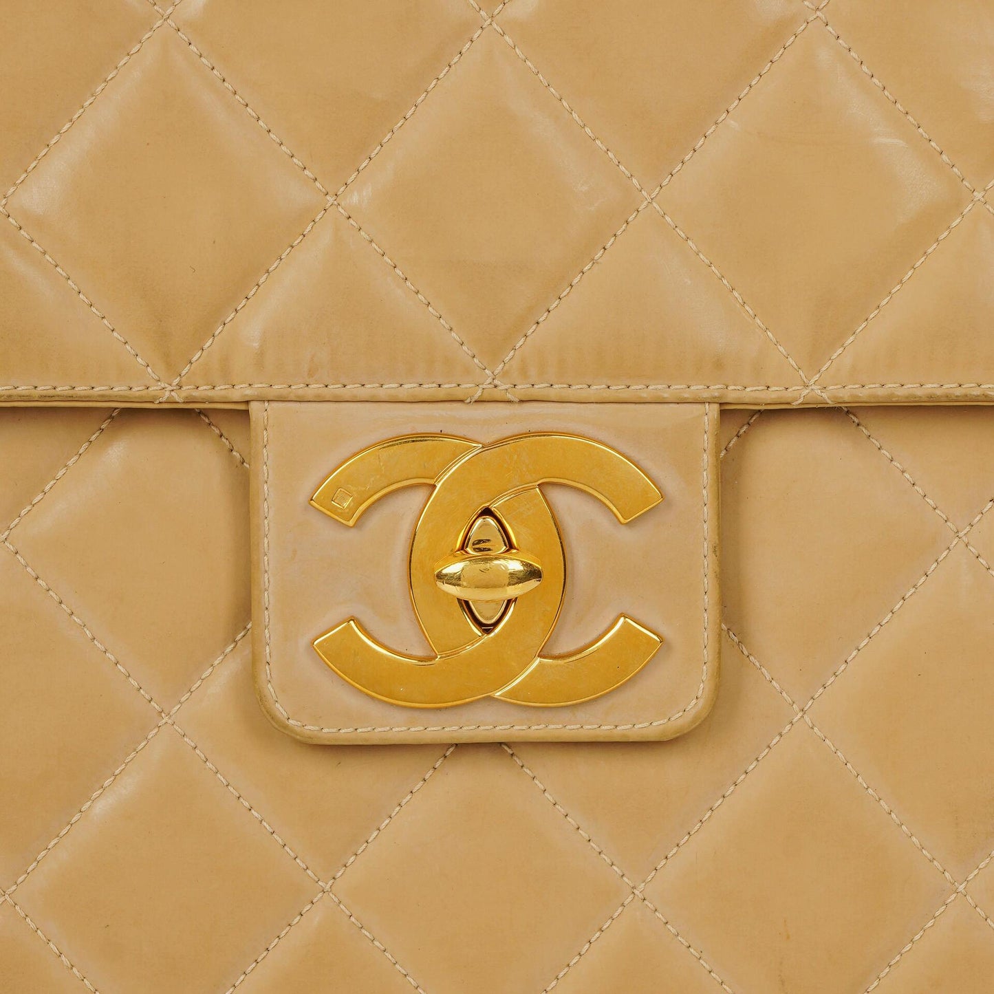 Chanel CC Maxi Logo Beige Briefcase