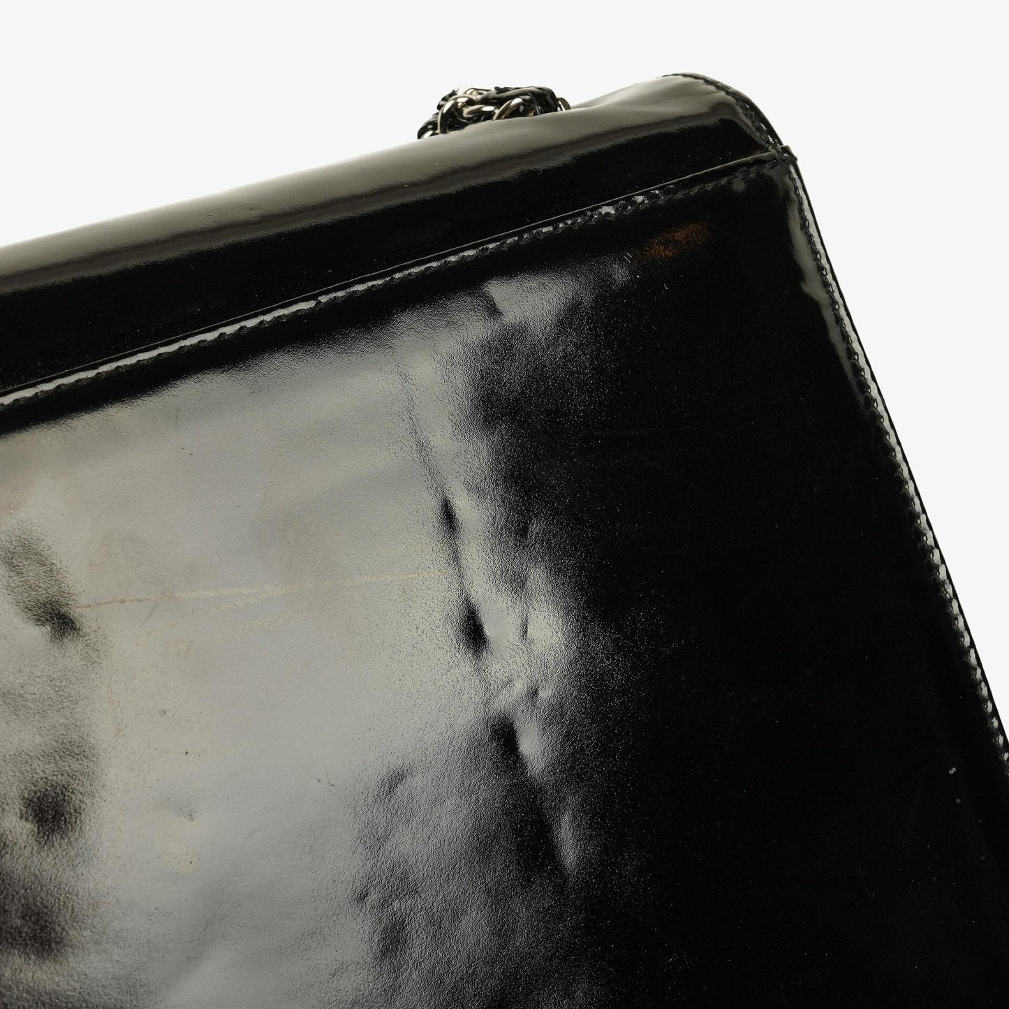 Chanel CC Square Black Patent Leather Flap Bag