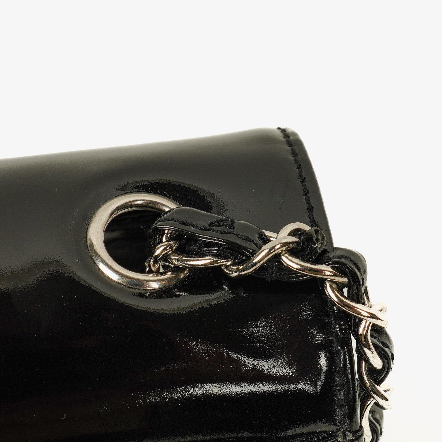 Chanel CC Square Black Patent Leather Flap Bag