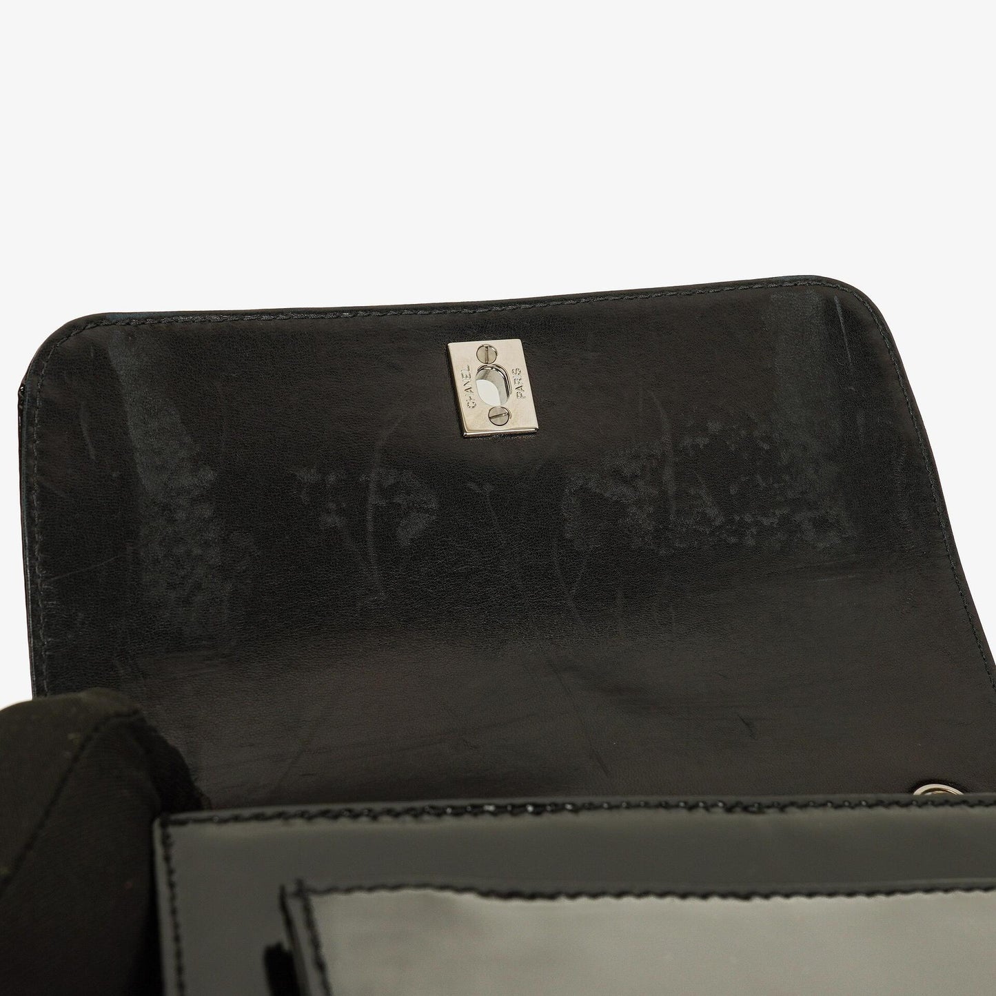 Chanel CC Square Black Patent Leather Flap Bag