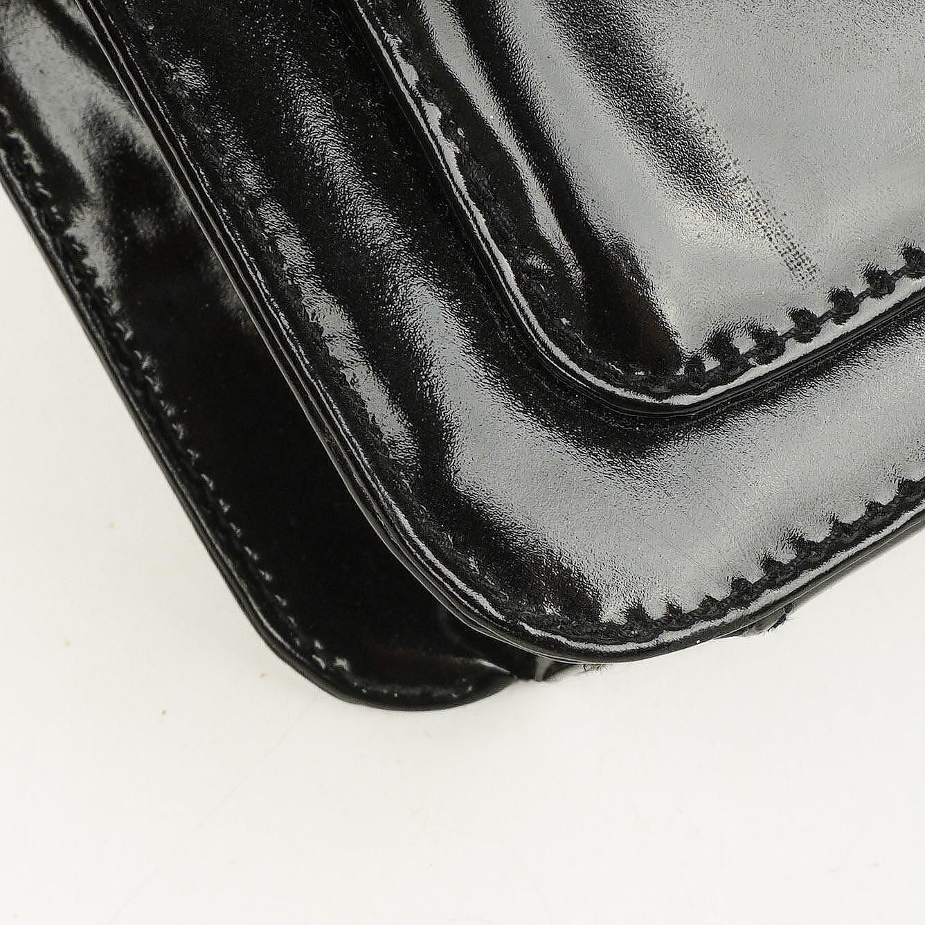 Chanel CC Square Black Patent Leather Flap Bag