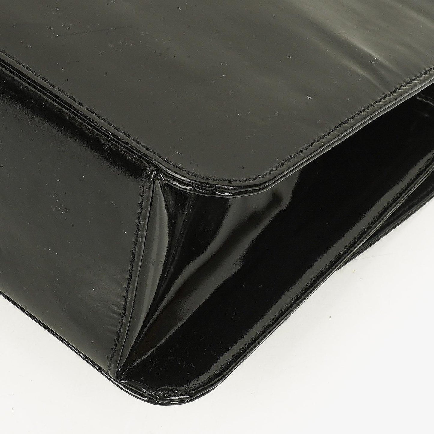Chanel CC Square Black Patent Leather Flap Bag