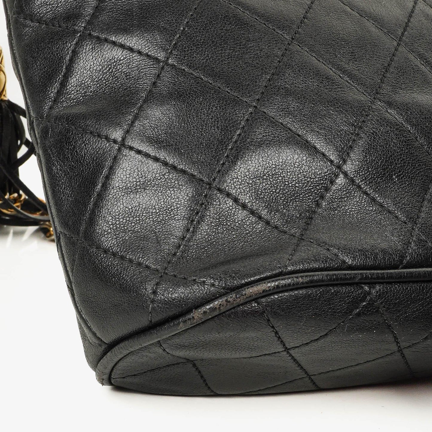 Chanel CC Tassel Quilted Black Leather Shoulder Bag