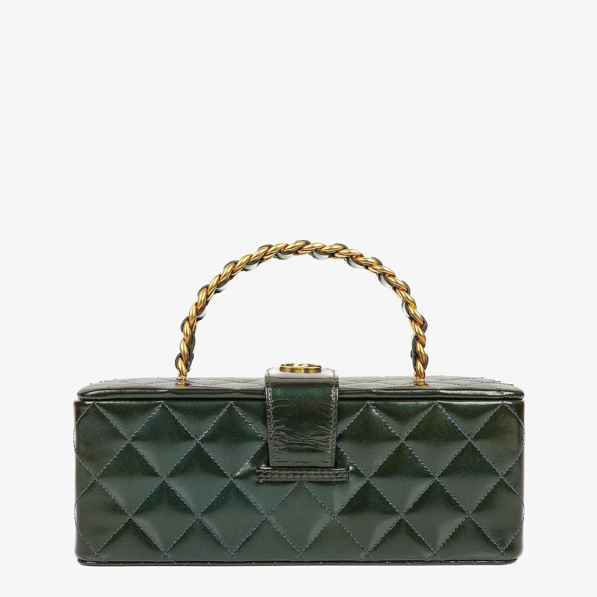 Chanel CC Vanity Case Quilted Patent Leather