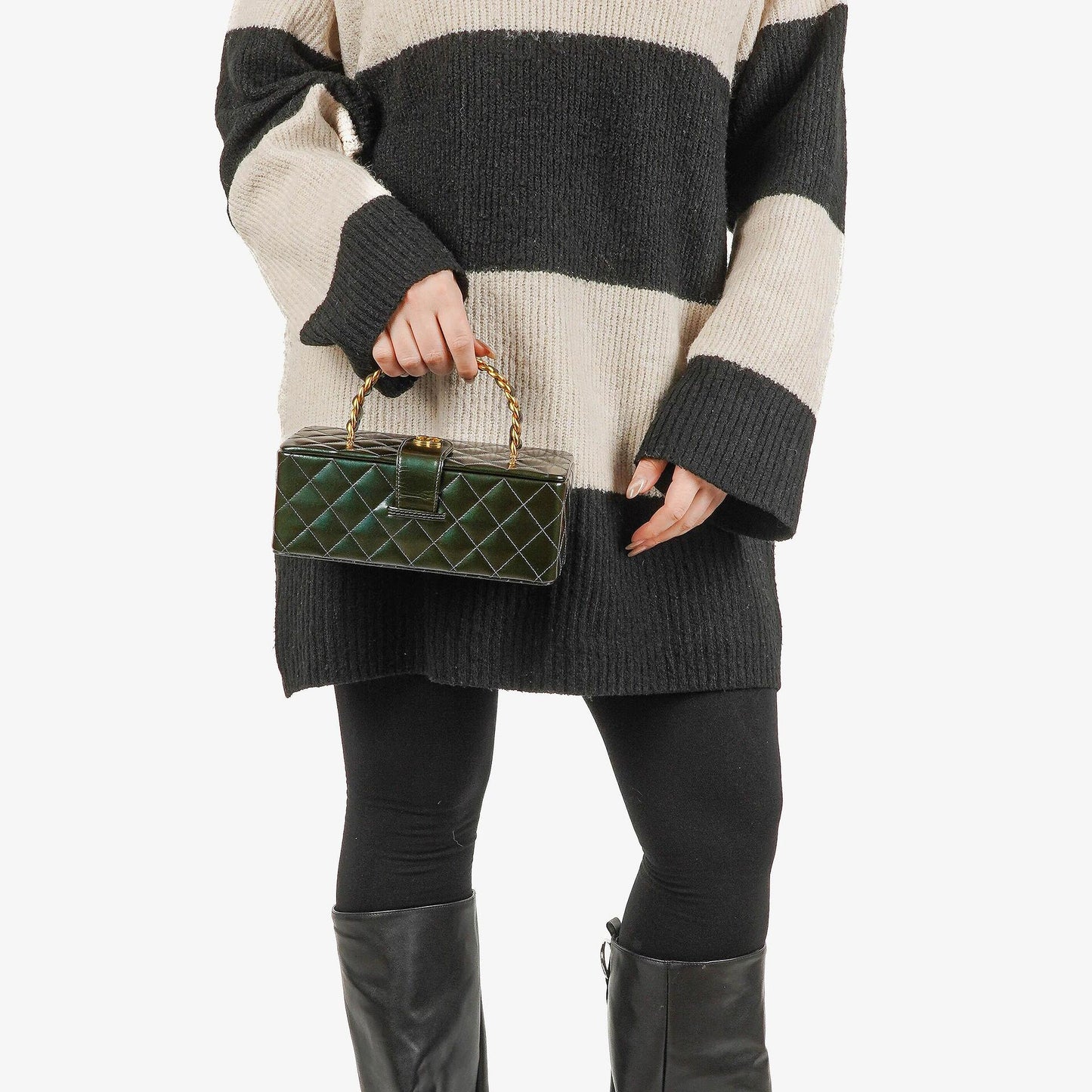 Chanel CC Vanity Case Quilted Patent Leather