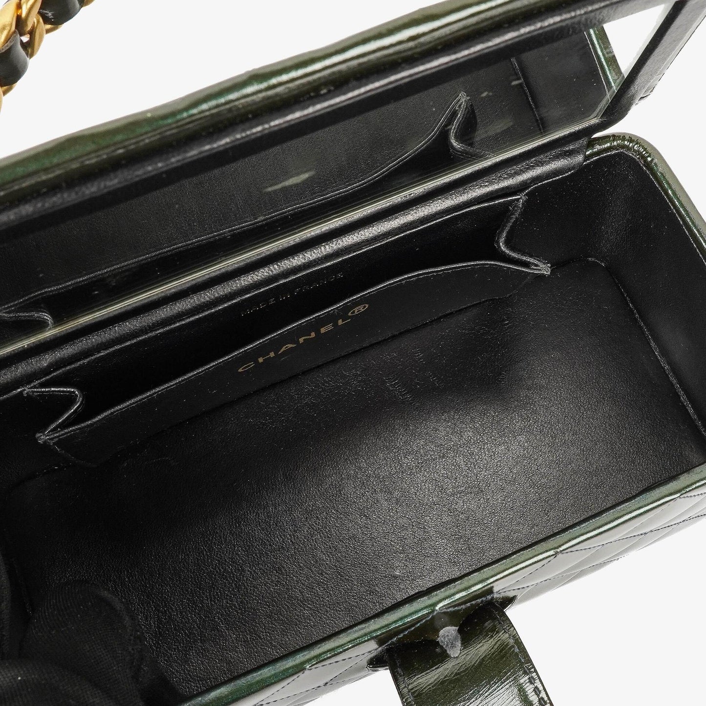 Chanel CC Vanity Case Quilted Patent Leather