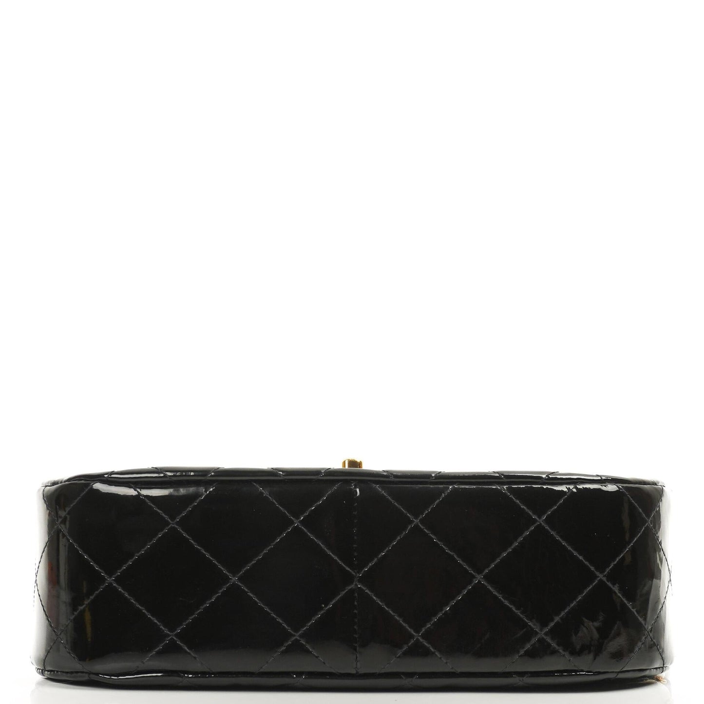 Chanel Chain Top Handle Single Flap Bag Black Quilted Patent Leather 24K Gold-Plated Hardware